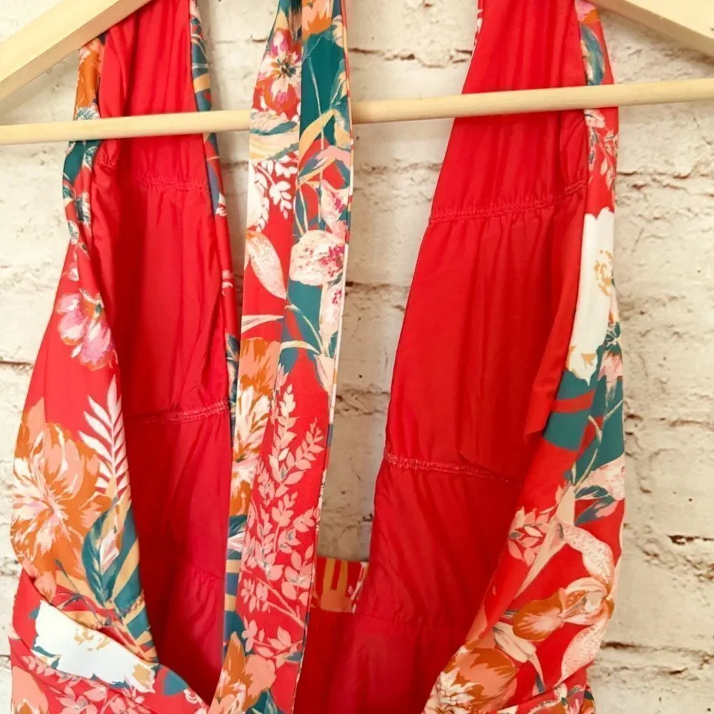 ModCloth floral plunge swimsuit